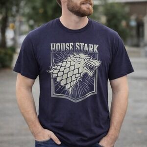 Game of Thrones House Stark Direwolf T-Shirt Large Navy HBO Licensed GOT Graphic